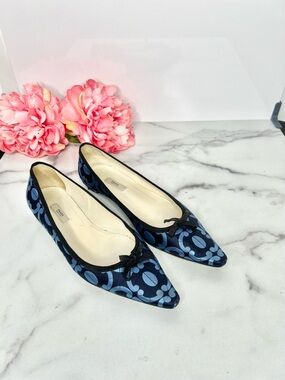 PRADA VINTAGE Y2K JACQUARD POINTED TOE BALLET FLATS 38.5